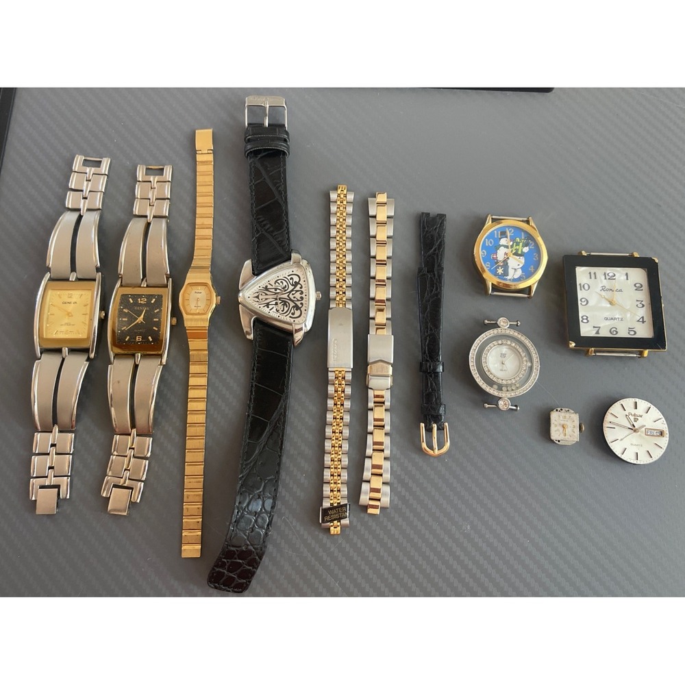 Vintage Lot of Watches & Bands Parts Or Repair Untested New Stainless Citizen